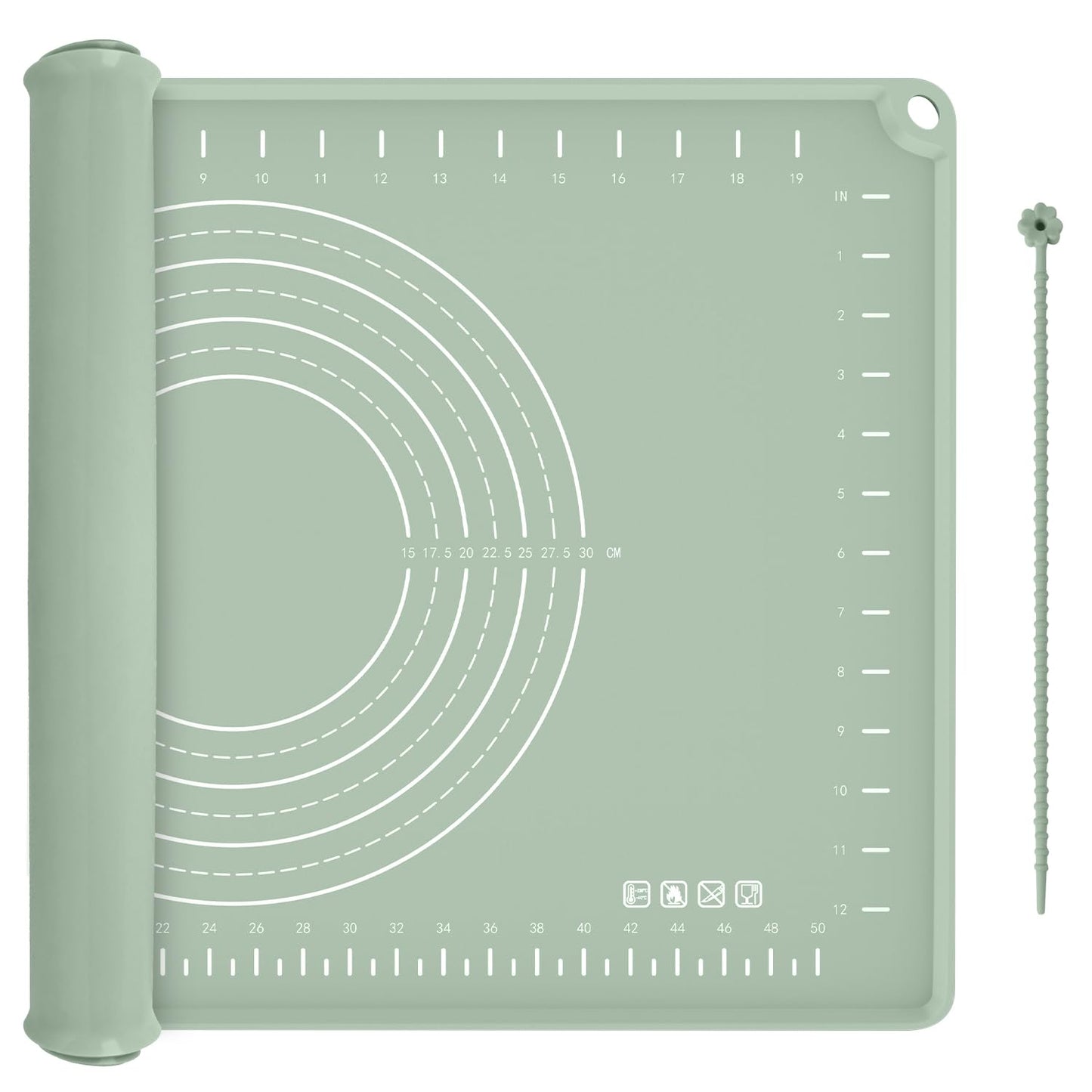 Thick Raised-Edge Silicone Pastry Mat | 24 × 16-Inch Non-Slip Dough Mat, Measuring Baking Mat & Non-Stick Countertop Mat