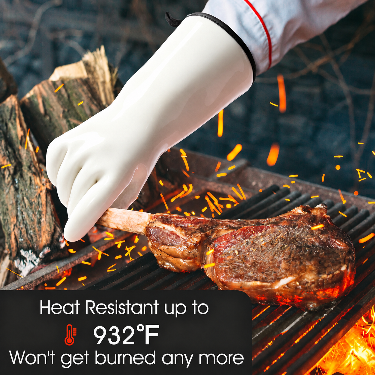 932°F Heat-Resistant Rubber Oven Gloves | Waterproof, Steam-Proof BBQ