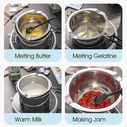 600ml Stainless Steel Chocolate Melting Pot | 304 Food-Grade Double Boiler, Butter & Candy Melting Bowl