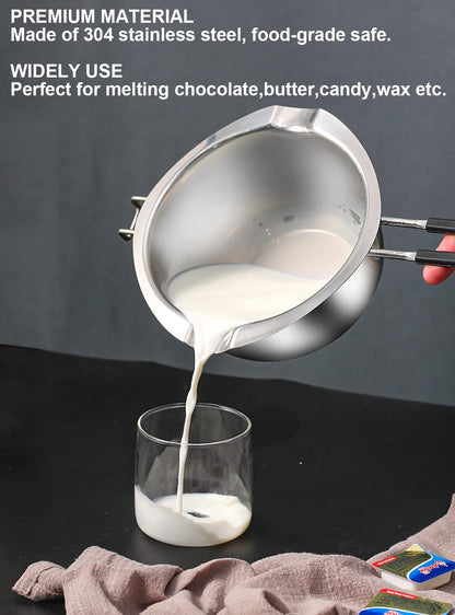 600ml Stainless Steel Chocolate Melting Pot | 304 Food-Grade Double Boiler, Butter & Candy Melting Bowl