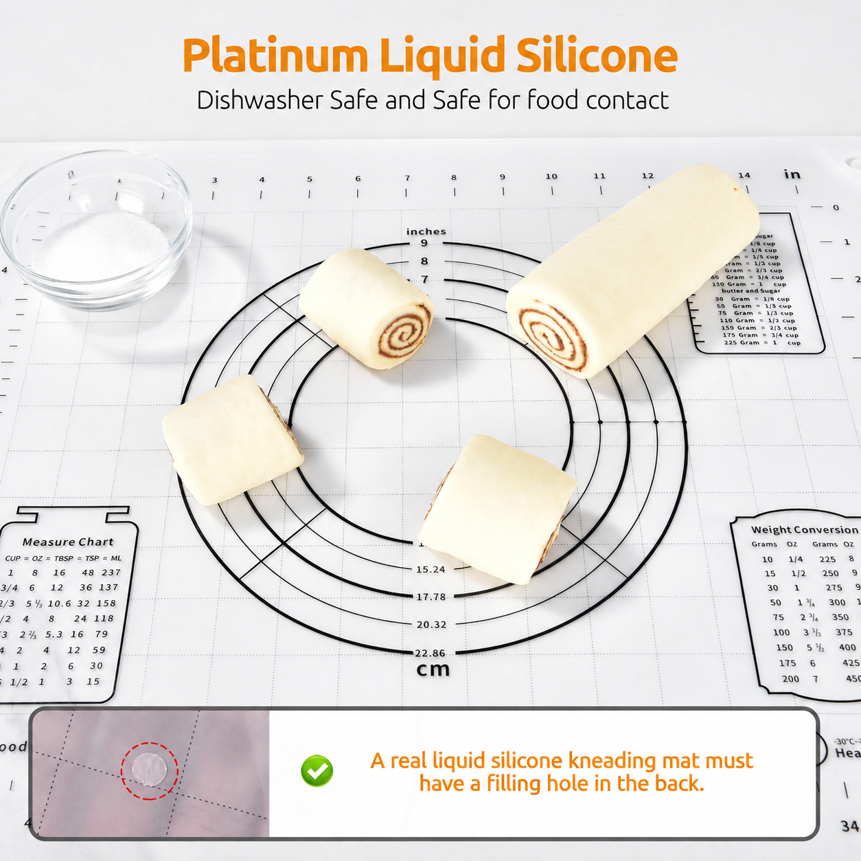 Clear Platinum Silicone Pastry Mat | Raised-Edge Dough Mat, Dual-Scale Non-Slip Baking Mat