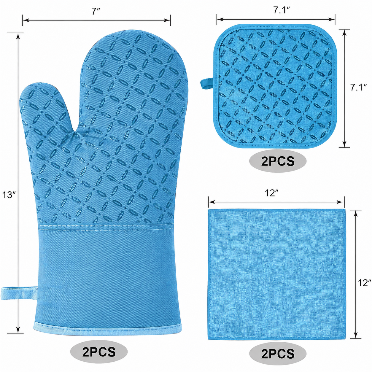 2-Piece Silicone Oven Mitt Set | 500°F Heat-Resistant, Non-Slip Kitchen Gloves