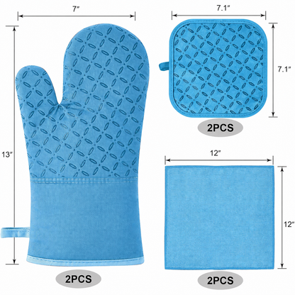 2-Piece Silicone Oven Mitt Set | 500°F Heat-Resistant, Non-Slip Kitchen Gloves