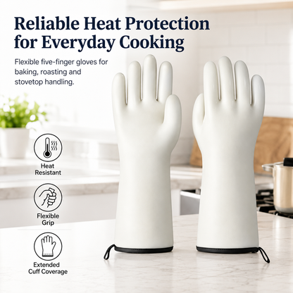 932°F Heat-Resistant Rubber Oven Gloves | Waterproof, Steam-Proof BBQ