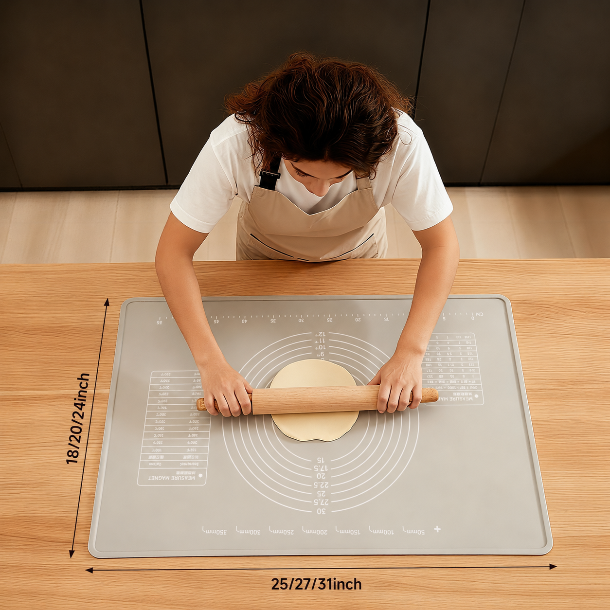 Thick Silicone Baking Mat | Raised-Edge Pastry Mat, Non-Slip Dough Mat & Heat-Resistant Baking Liner
