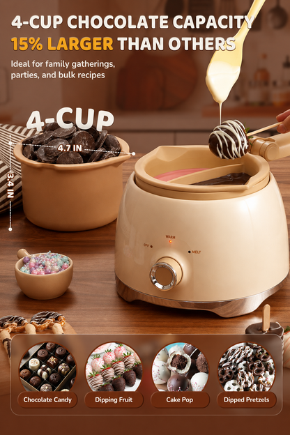 4-Cup Chocolate Melting Pot | Electric Chocolate Warmer, Candy Melter & Dessert Dipping Machine