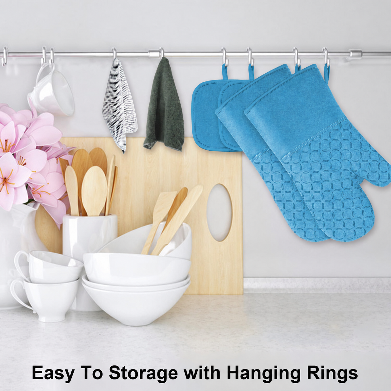 2-Piece Silicone Oven Mitt Set | 500°F Heat-Resistant, Non-Slip Kitchen Gloves