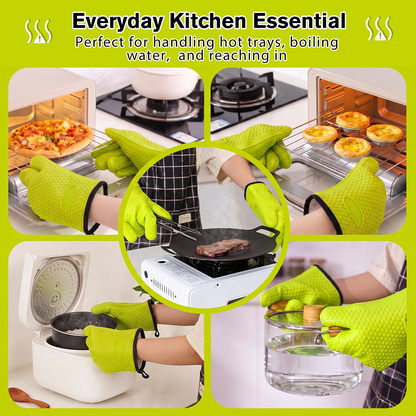 475°F Heat-Resistant Silicone BBQ Gloves | Non-Slip Oven Mitts & Kitchen Grilling Gloves