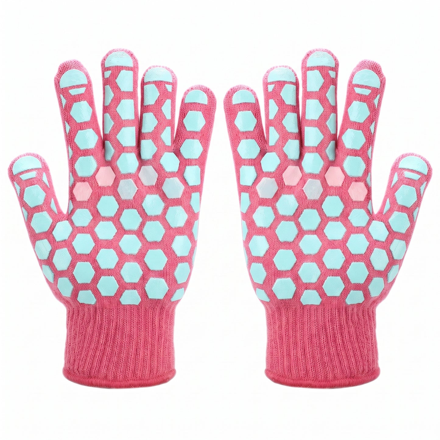 2-Pack Heat-Resistant Cooking Gloves | Non-Slip Silicone Oven Gloves & Five-Finger BBQ Gloves