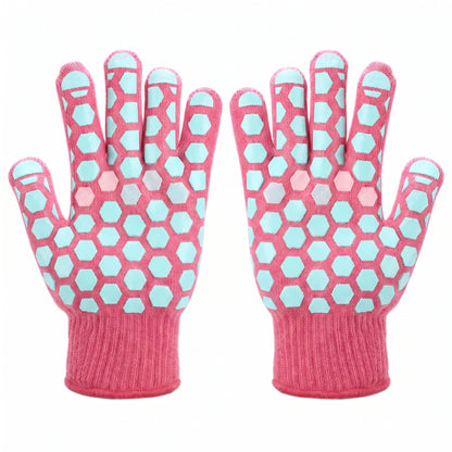 2-Pack Heat-Resistant Cooking Gloves | Non-Slip Silicone Oven Gloves & Five-Finger BBQ Gloves