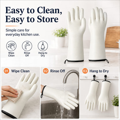 932°F Heat-Resistant Rubber Oven Gloves | Waterproof, Steam-Proof BBQ
