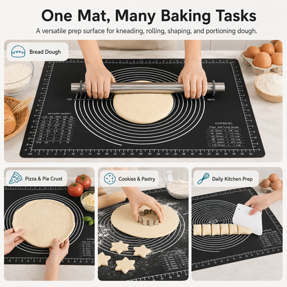 Extra-Large Thick Silicone Pastry Mat | 28 × 20-Inch Non-Slip Dough Mat, Measuring Baking Mat & Non-Stick Countertop Mat