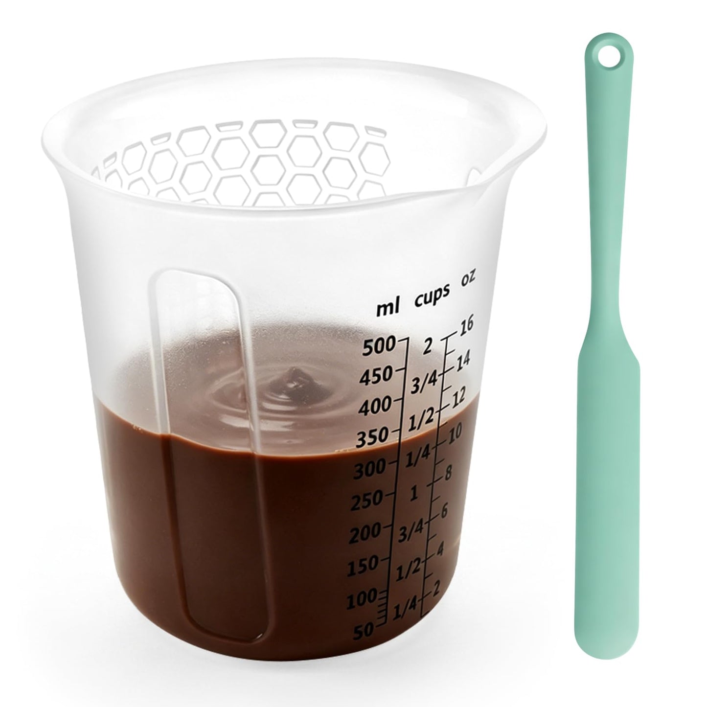 500ml Silicone Measuring Cup Set | Microwave Melting Cup, Precision Pouring Cup & Silicone Spatula