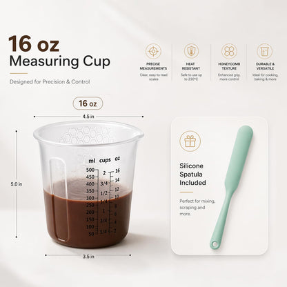 500ml Silicone Measuring Cup Set | Microwave Melting Cup, Precision Pouring Cup & Silicone Spatula