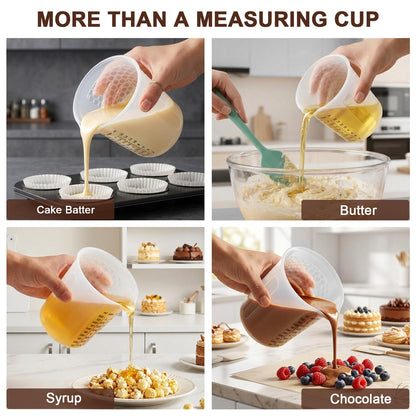 500ml Silicone Measuring Cup Set | Microwave Melting Cup, Precision Pouring Cup & Silicone Spatula