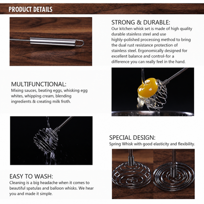 Stainless Steel Spring Whisk | Spiral Sauce Whisk, Egg Beater & Hand Mixing Tool