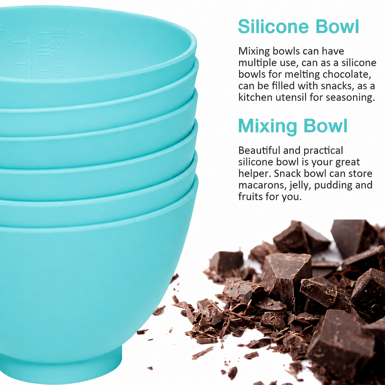 Silicone Mixing Bowls | Reusable Prep Bowls, Baking Bowls & Multipurpose Kitchen Bowls