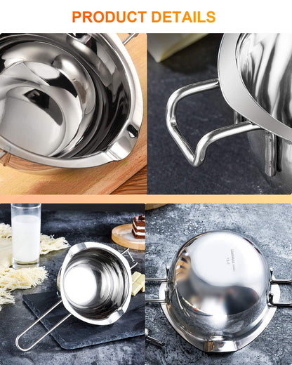600ml Stainless Steel Chocolate Melting Pot | 304 Food-Grade Double Boiler, Butter & Candy Melting Bowl
