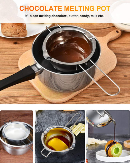 600ml Stainless Steel Chocolate Melting Pot | 304 Food-Grade Double Boiler, Butter & Candy Melting Bowl