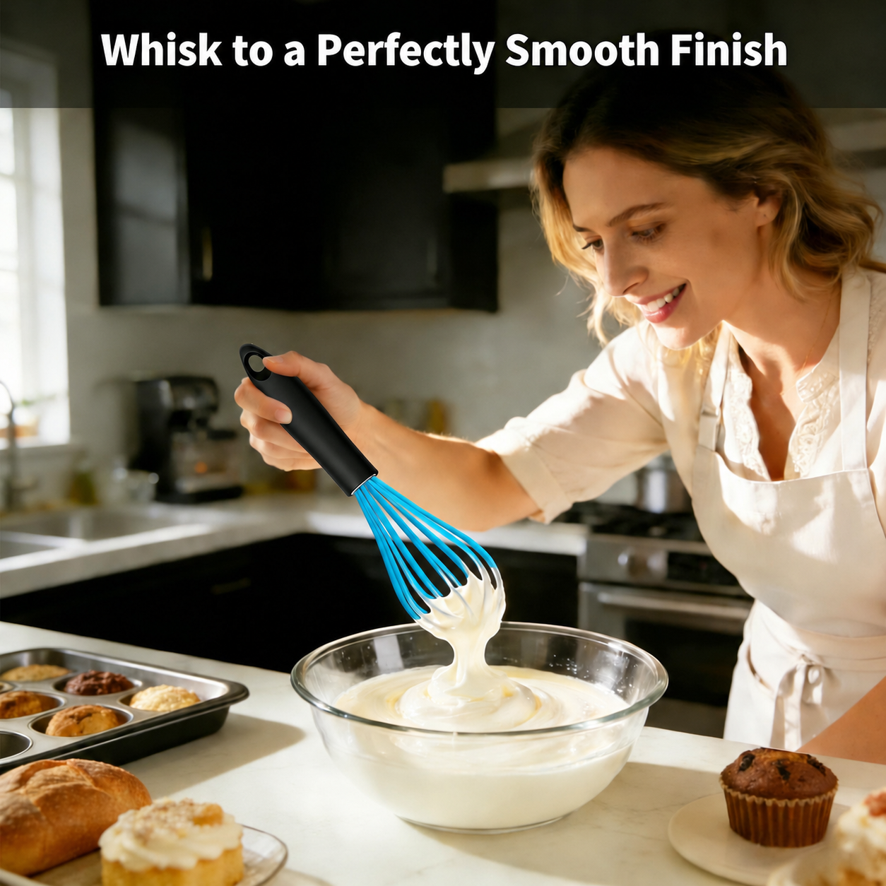 Heat-Resistant Silicone Whisk | Non-Scratch Hand Whisk & Baking Mixer for Non-Stick Cookware