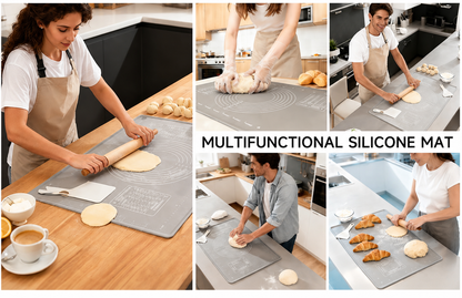 Thick Silicone Baking Mat | Raised-Edge Pastry Mat, Non-Slip Dough Mat & Heat-Resistant Baking Liner