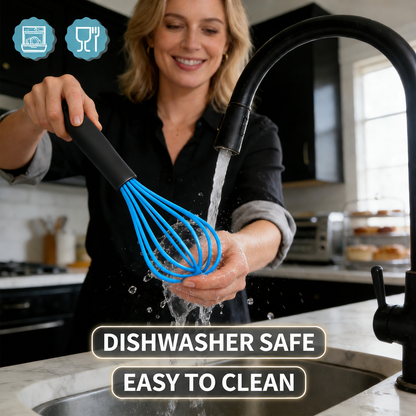 Heat-Resistant Silicone Whisk | Non-Scratch Hand Whisk & Baking Mixer for Non-Stick Cookware