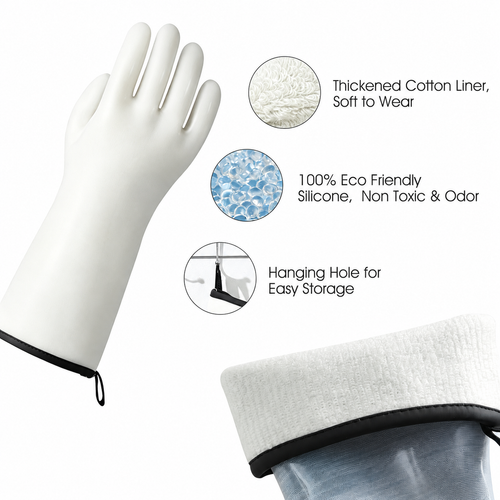 932°F Heat-Resistant Rubber Oven Gloves | Waterproof, Steam-Proof BBQ