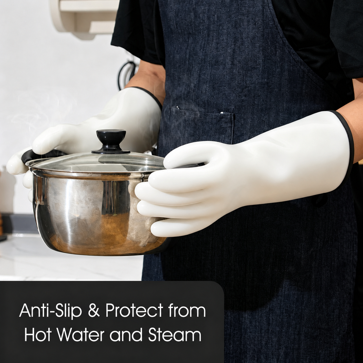 932°F Heat-Resistant Rubber Oven Gloves | Waterproof, Steam-Proof BBQ