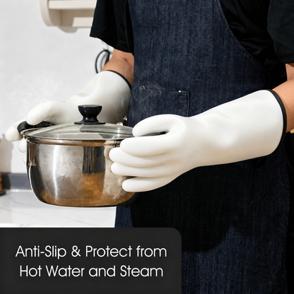 932°F Heat-Resistant Rubber Oven Gloves | Waterproof, Steam-Proof BBQ