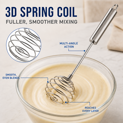Stainless Steel Spring Whisk | Spiral Sauce Whisk, Egg Beater & Hand Mixing Tool
