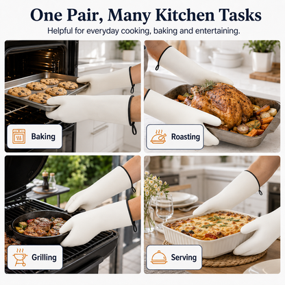 932°F Heat-Resistant Rubber Oven Gloves | Waterproof, Steam-Proof BBQ