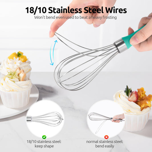 9-Inch Mini Hand Whisk | 18/10 Stainless Steel Balloon Whisk with Non-Slip Handle