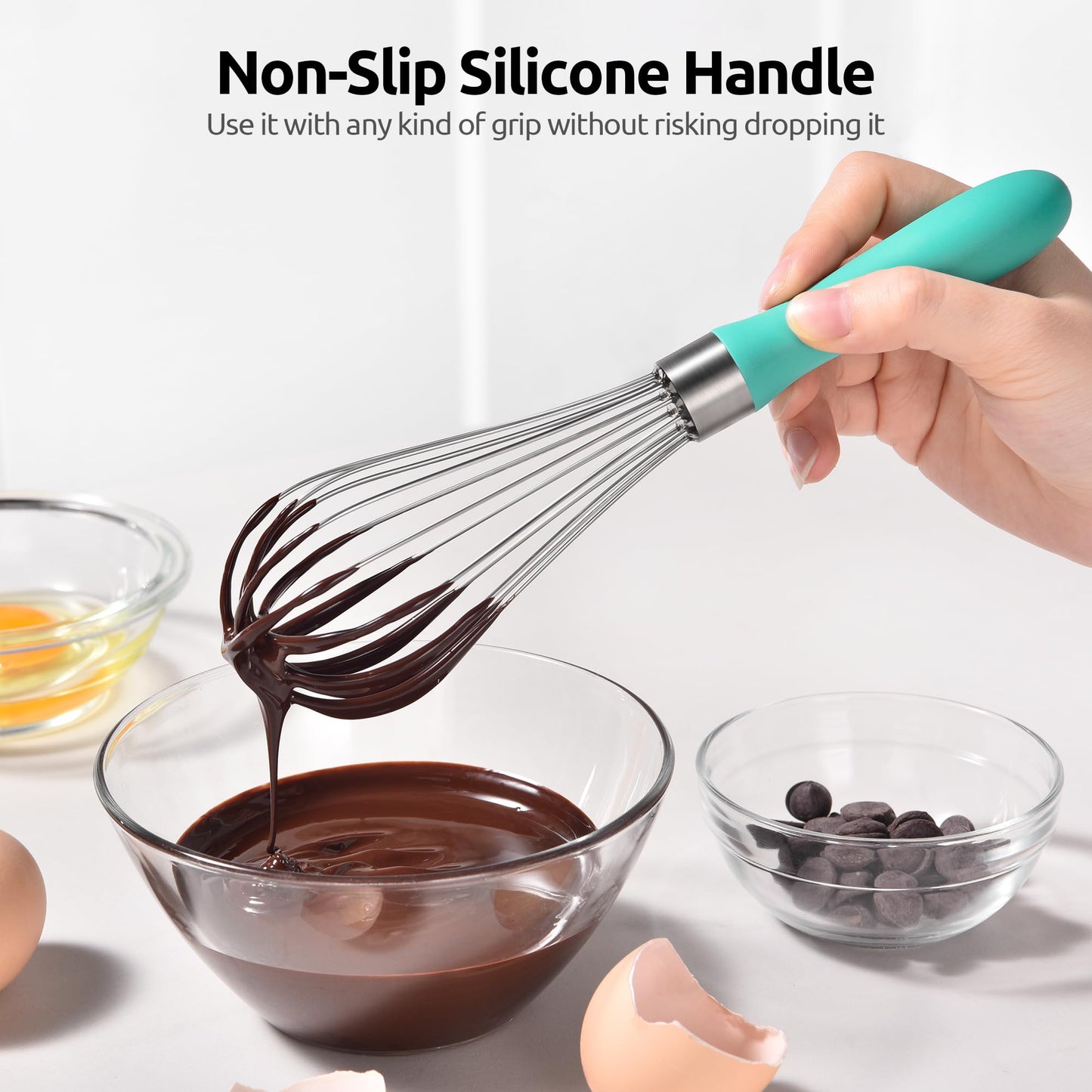 9-Inch Mini Hand Whisk | 18/10 Stainless Steel Balloon Whisk with Non-Slip Handle