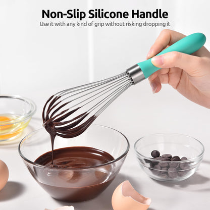 9-Inch Mini Hand Whisk | 18/10 Stainless Steel Balloon Whisk with Non-Slip Handle
