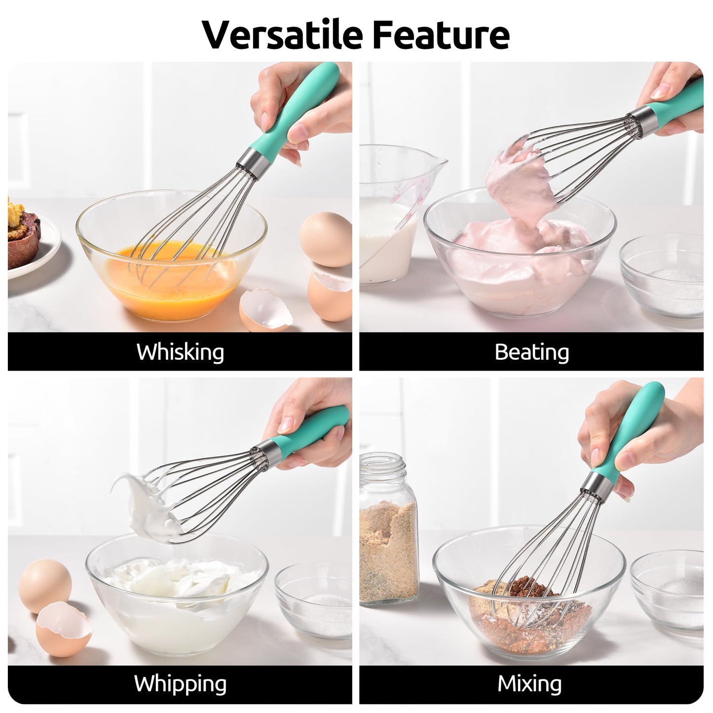 9-Inch Mini Hand Whisk | 18/10 Stainless Steel Balloon Whisk with Non-Slip Handle