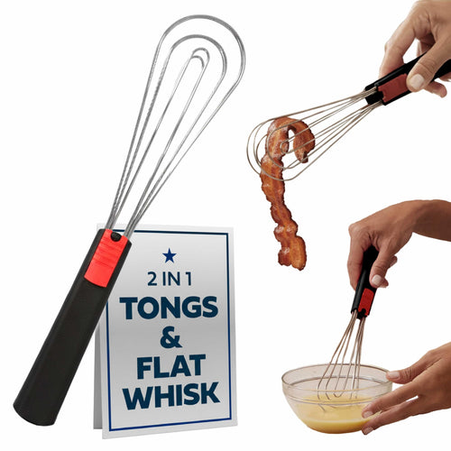 2-in-1 Whisk Tongs | Convertible Hand Whisk, Food Tongs & Non-Stick Cooking Tool