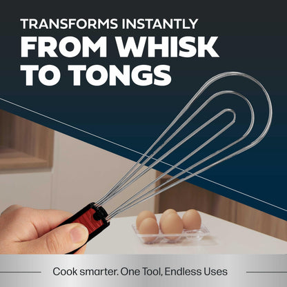 2-in-1 Whisk Tongs | Convertible Hand Whisk, Food Tongs & Non-Stick Cooking Tool