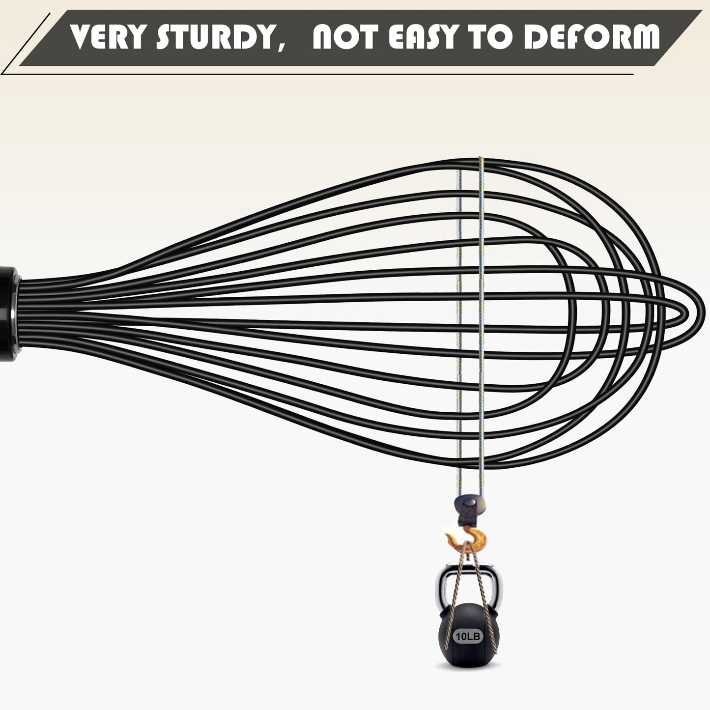 11-Inch Silicone Whisk | 7-Wire Reinforced Hand Whisk & Non-Scratch Baking Tool