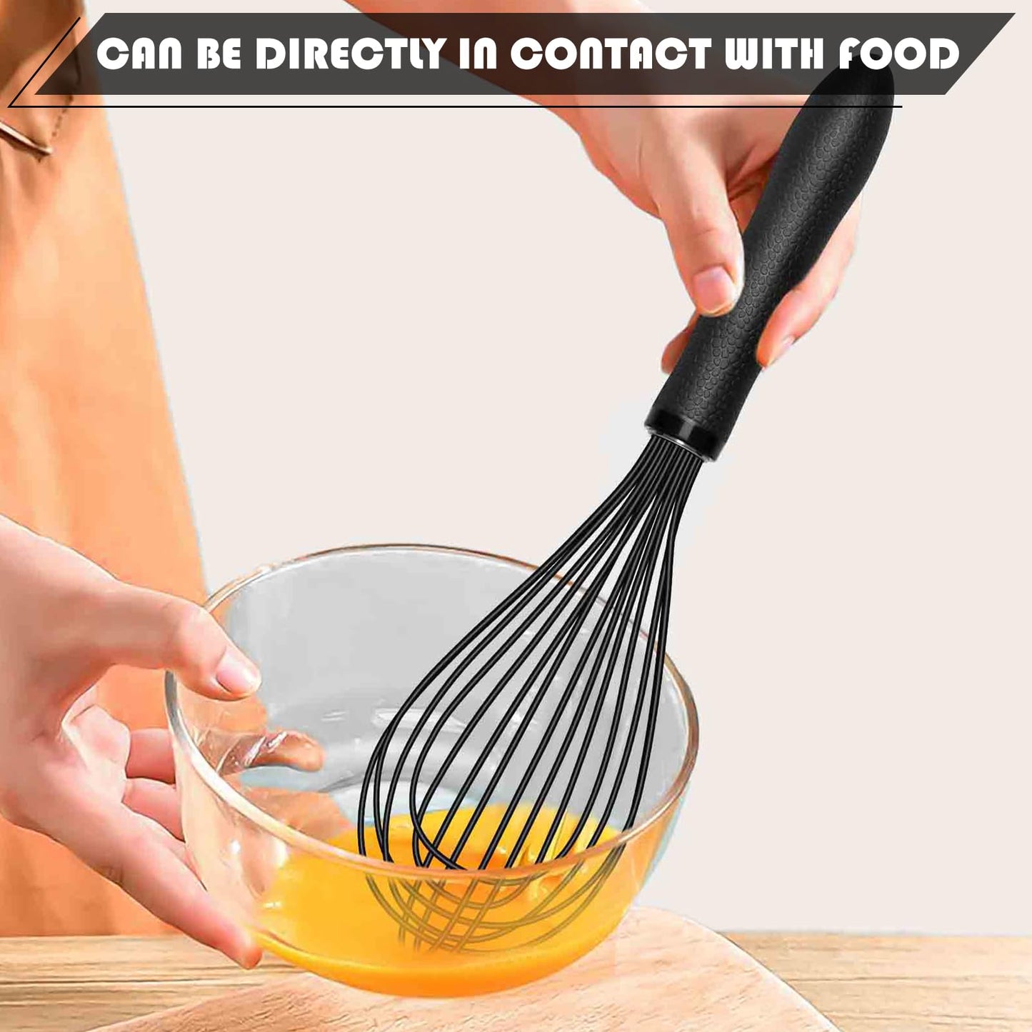 11-Inch Silicone Whisk | 7-Wire Reinforced Hand Whisk & Non-Scratch Baking Tool