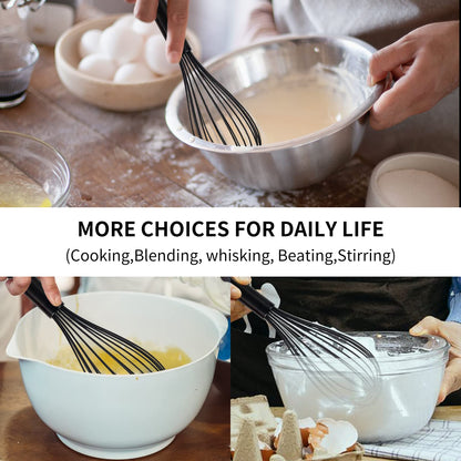 11-Inch Silicone Whisk | 7-Wire Reinforced Hand Whisk & Non-Scratch Baking Tool