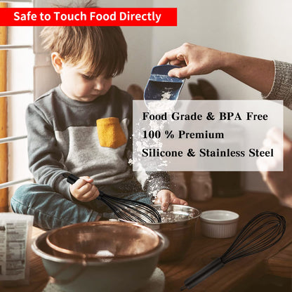 11-Inch Silicone Whisk | 7-Wire Reinforced Hand Whisk & Non-Scratch Baking Tool