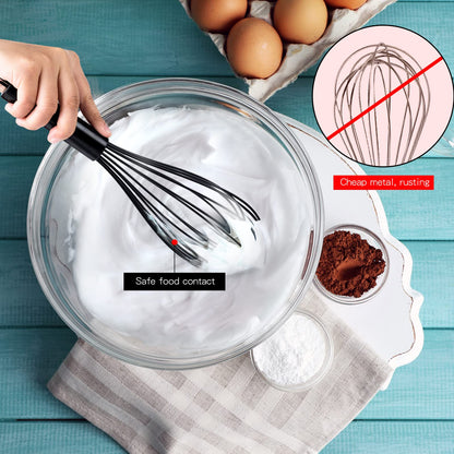 11-Inch Silicone Whisk | 7-Wire Reinforced Hand Whisk & Non-Scratch Baking Tool