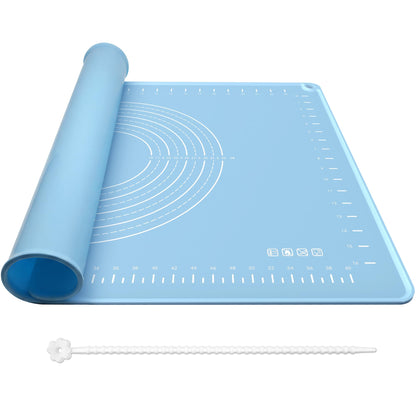 Large Silicone Pastry Mat | Measurement Dough-Rolling Mat, Non-Slip Baking Mat & Countertop Protector