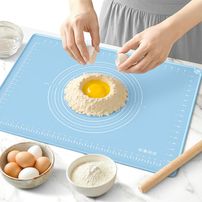 Large Silicone Pastry Mat | Measurement Dough-Rolling Mat, Non-Slip Baking Mat & Countertop Protector
