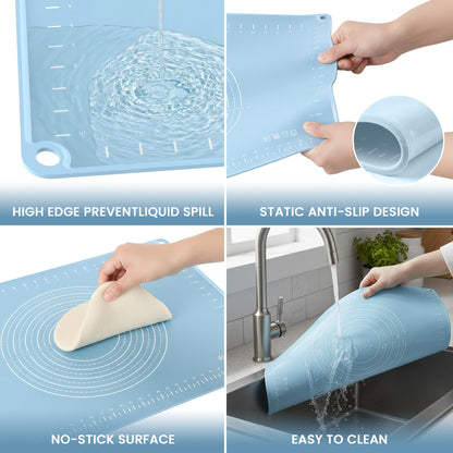 Large Silicone Pastry Mat | Measurement Dough-Rolling Mat, Non-Slip Baking Mat & Countertop Protector