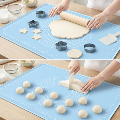 Large Silicone Pastry Mat | Measurement Dough-Rolling Mat, Non-Slip Baking Mat & Countertop Protector