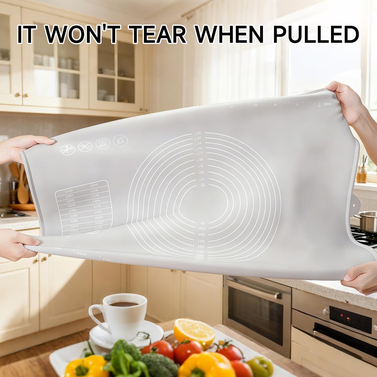 Thick Silicone Baking Mat | Raised-Edge Pastry Mat, Non-Slip Dough Mat & Heat-Resistant Baking Liner