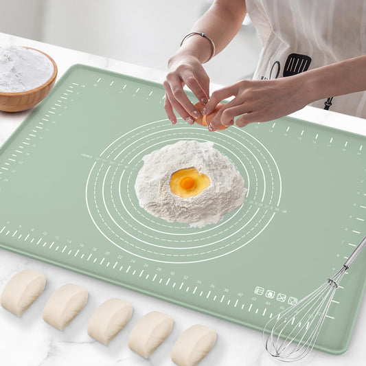 Thick Raised-Edge Silicone Pastry Mat | 24 × 16-Inch Non-Slip Dough Mat, Measuring Baking Mat & Non-Stick Countertop Mat
