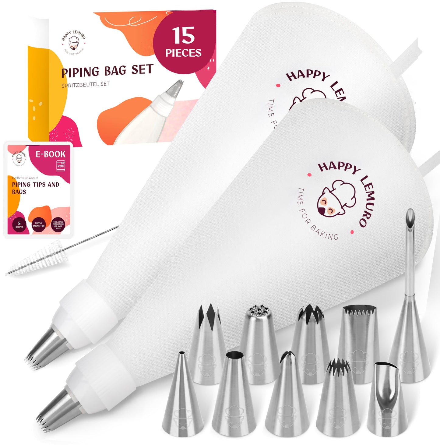 12-Piece Large Piping Tip Set | Cake Decorating Tools, Icing Bag & Baking Accessories