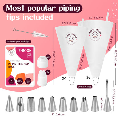 12-Piece Large Piping Tip Set | Cake Decorating Tools, Icing Bag & Baking Accessories